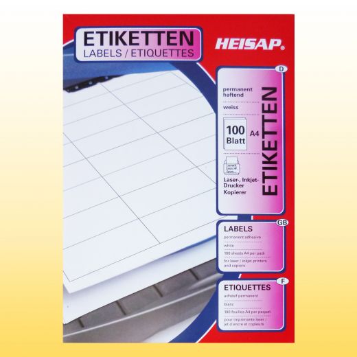 100 B�gen = 2400 Etiketten 70,0 x 36,0 mm, wei�